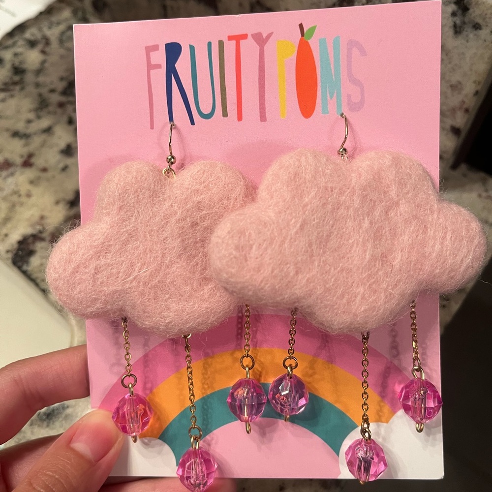 Fruity Poms - cotton candy clouds earrings